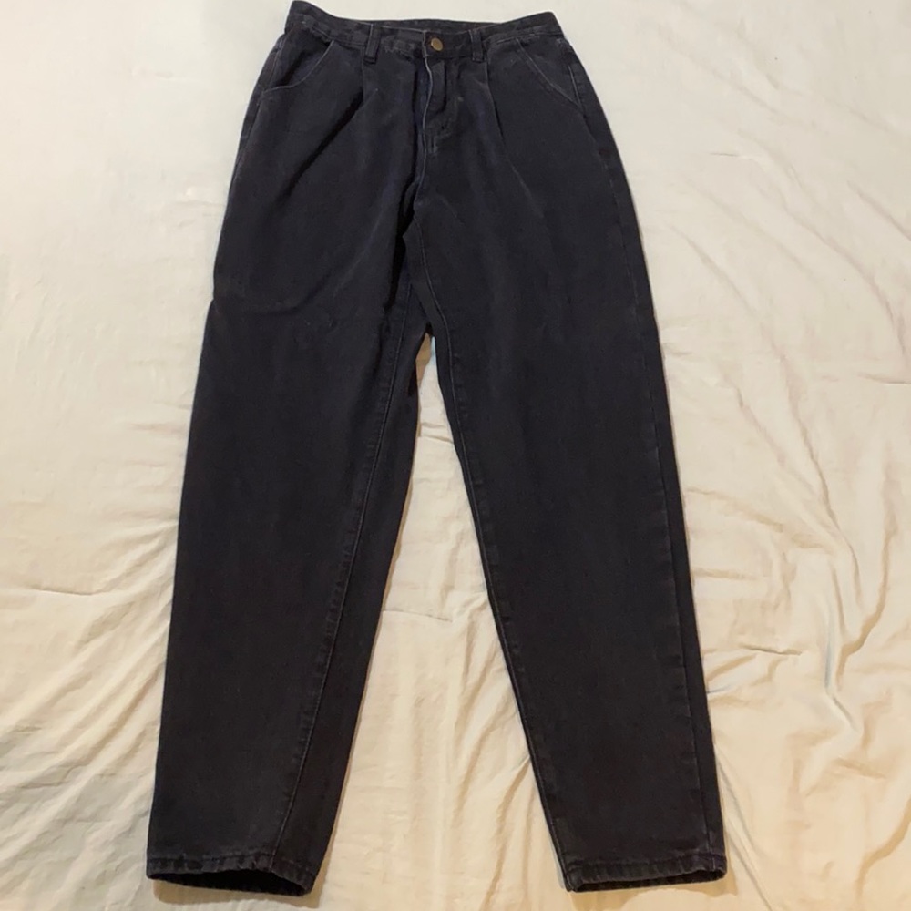 SHEIN highest-rise mom jeans without belt Black/ 4